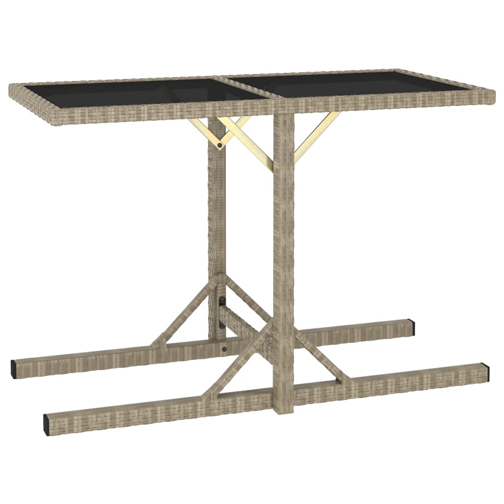 Tuintafel 0X53X72 Cm Glas En Poly Rattan