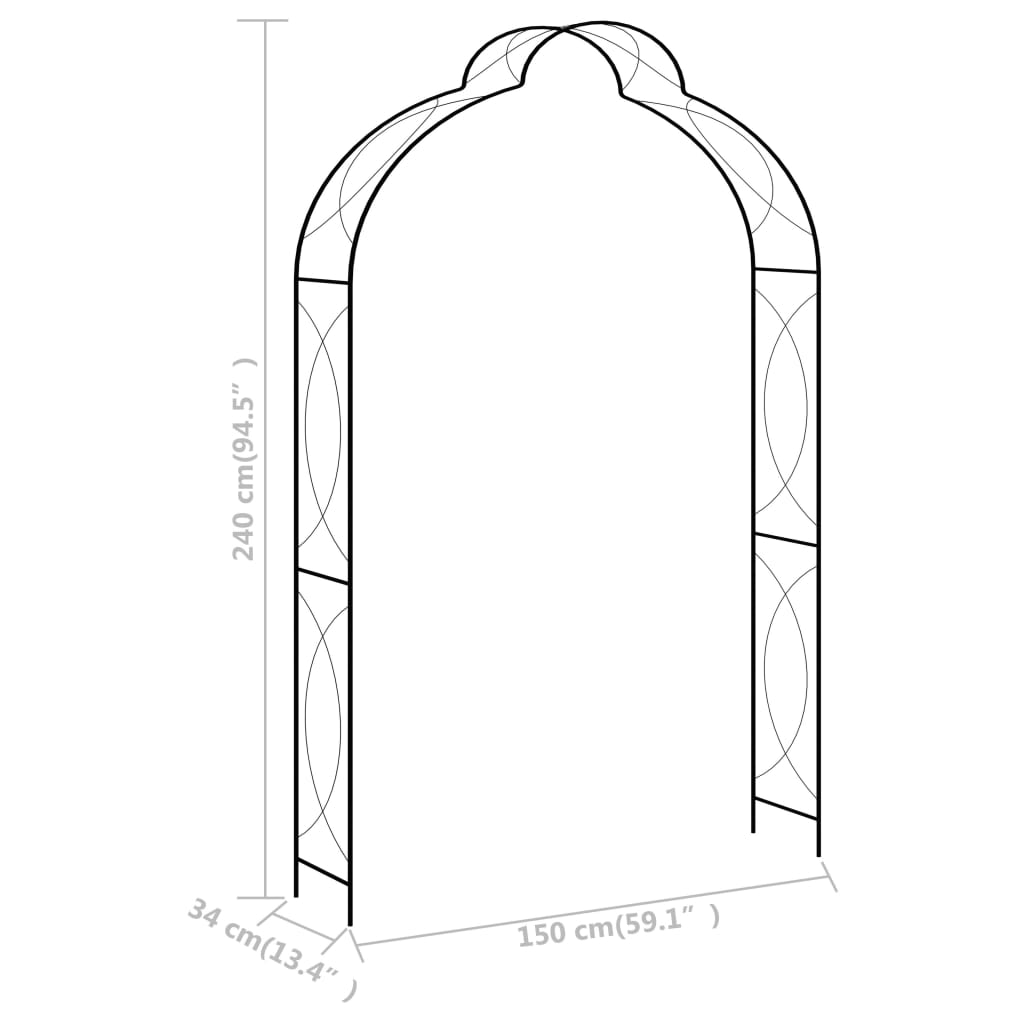 Tuinboog 150X34X240 Cm Ijzer Zwart