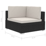 -Delige Loungeset Met Kussens Poly Rattan