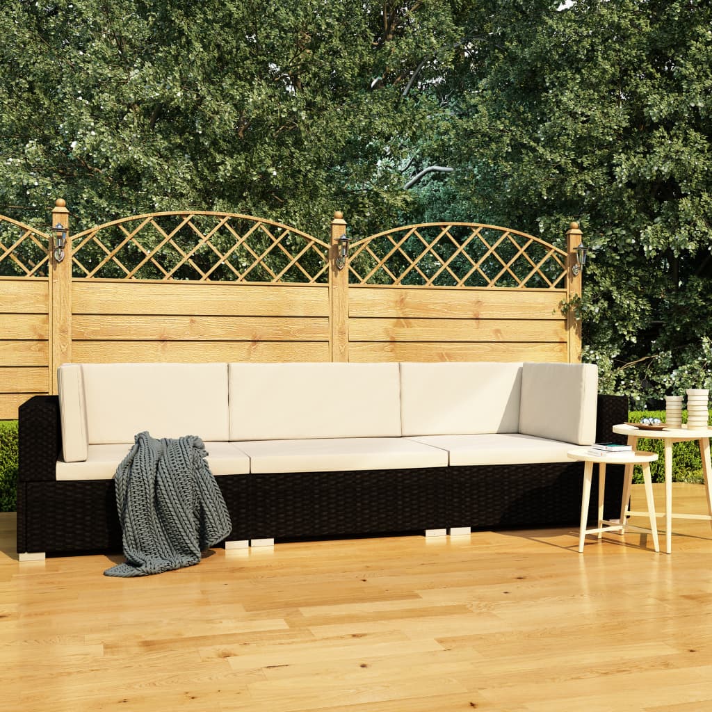 -Delige Loungeset Met Kussens Poly Rattan