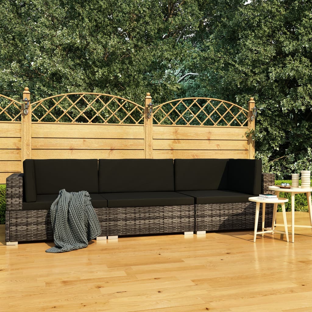 -Delige Loungeset Met Kussens Poly Rattan