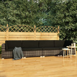 -Delige Loungeset Met Kussens Poly Rattan