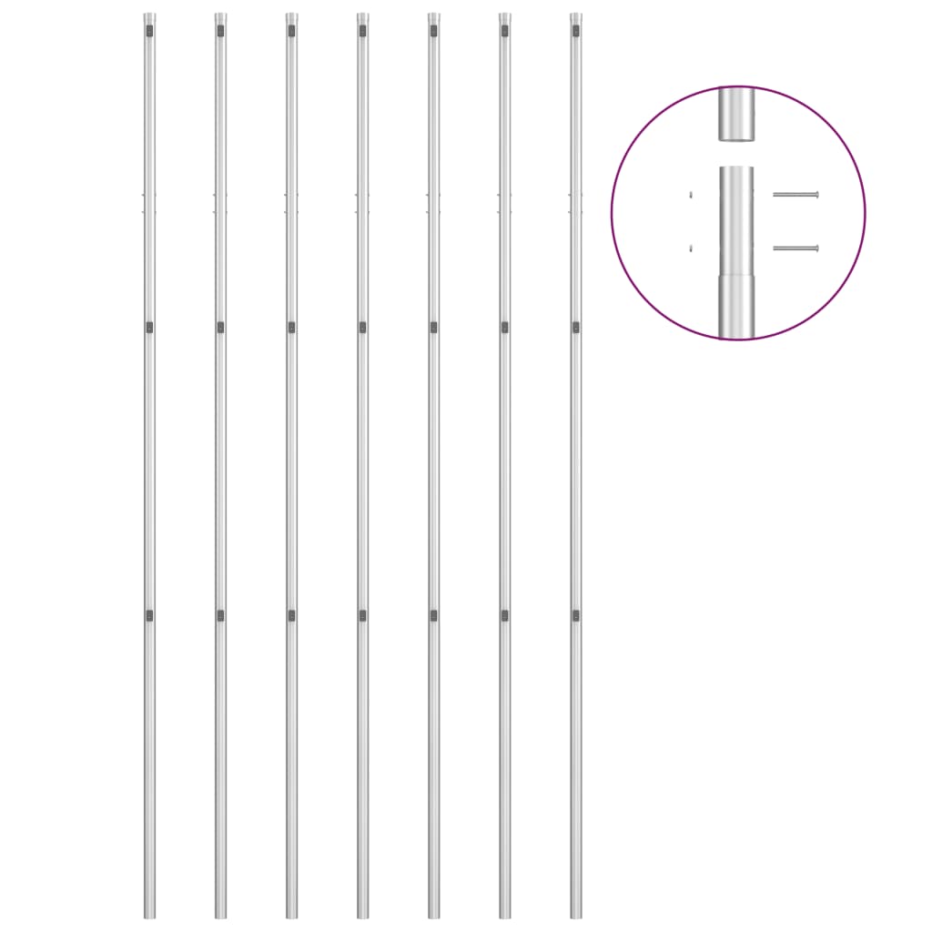 Gaashek Met Palen 15X1,5 M Gegalvaniseerd Staal Zilverkleurig