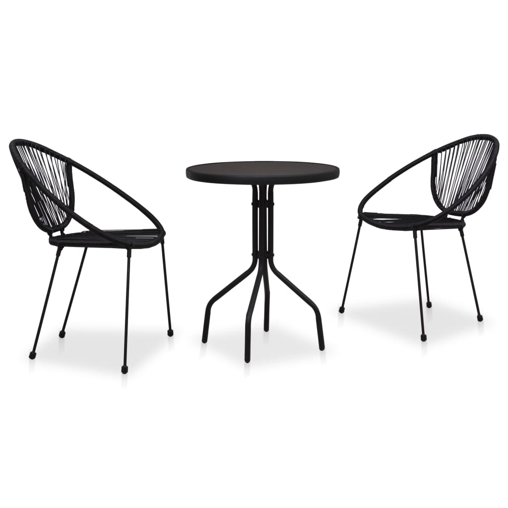 3-Delige Bistroset Pvc-Rattan Zwart Zwart