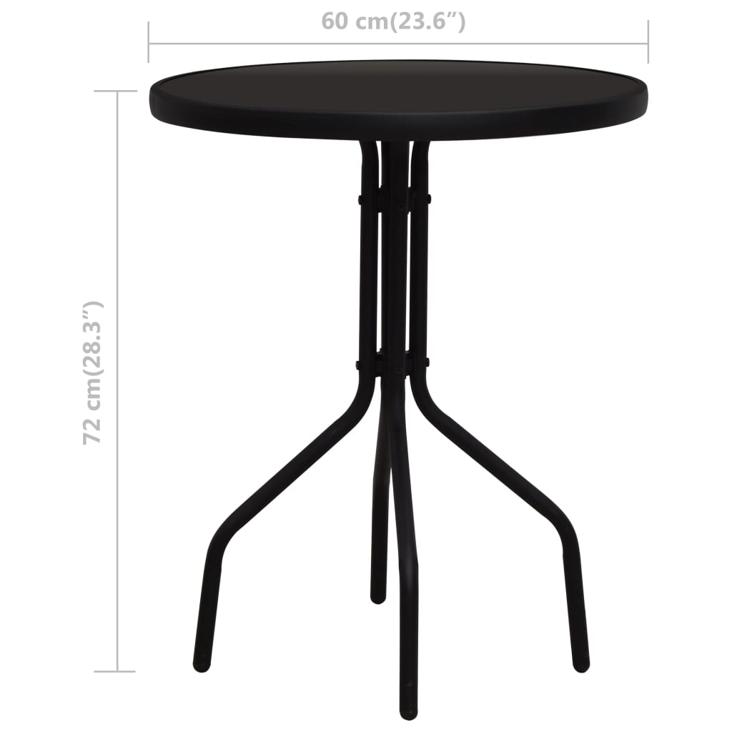 3-Delige Bistroset Pvc-Rattan Zwart Zwart