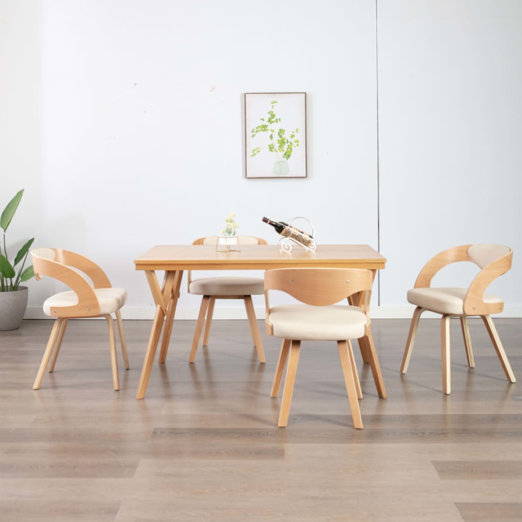 Eetkamerstoelen Gebogen Hout En Kunstleer Kleurig