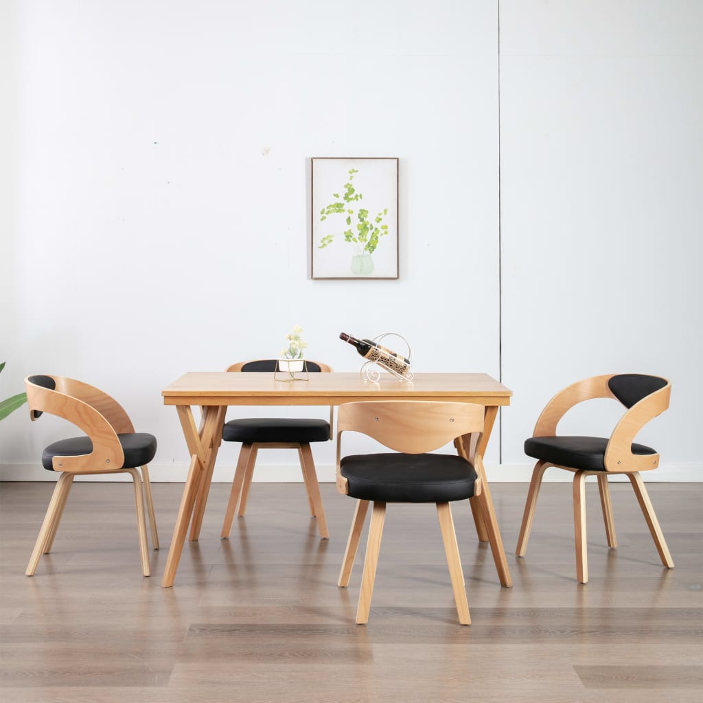 Eetkamerstoelen Gebogen Hout En Kunstleer Kleurig