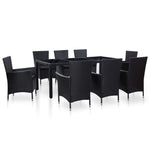 -Delige Tuinset Met Kussens Poly Rattan Zwart
