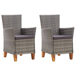 Tuinstoelen 2 St Met Kussens Poly Rattan Grijs
