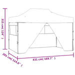 Partytent Met 4 Zijwanden Inklapbaar 3X4,5 M Wit Hoogglans Grijs
