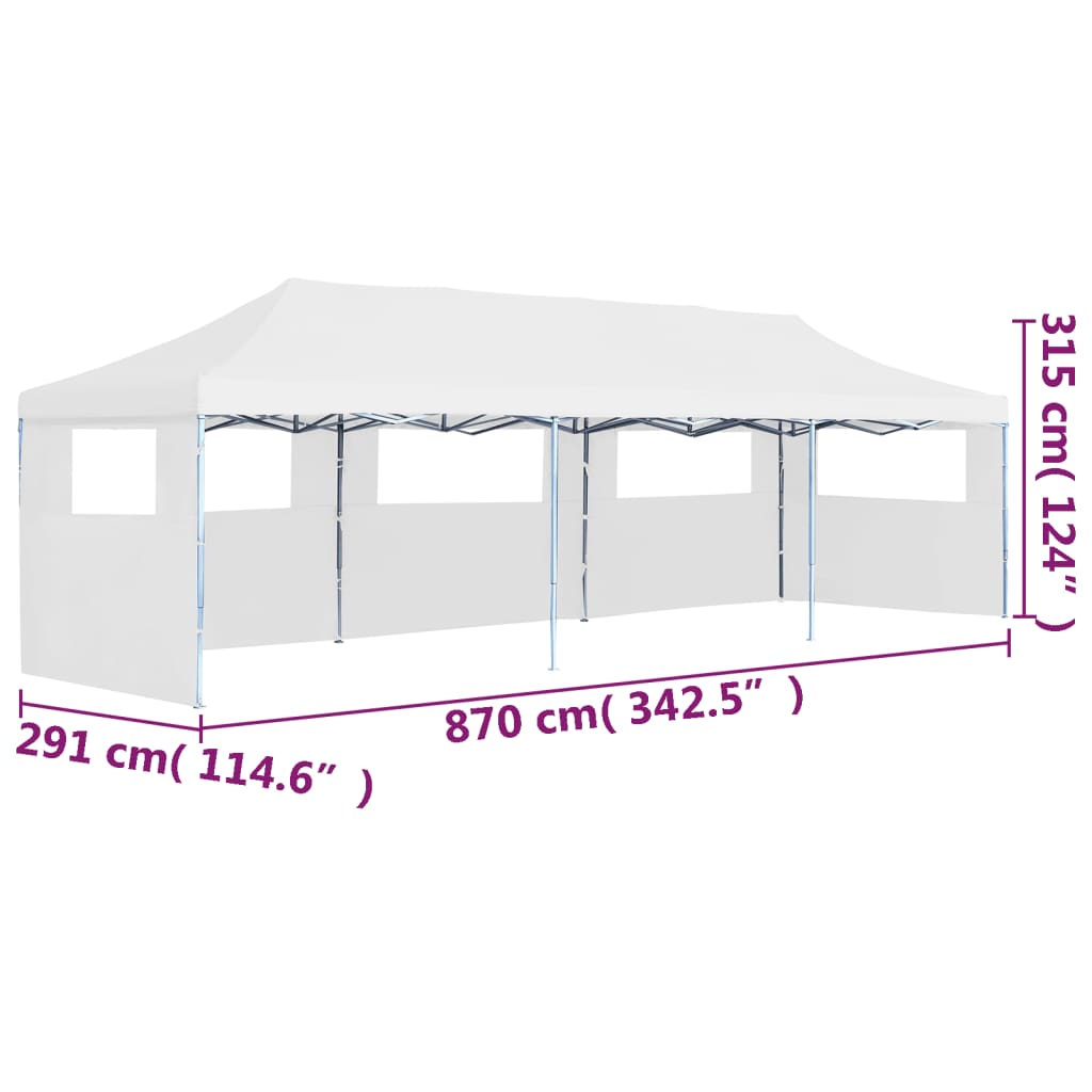 Partytent Pop-Up Met 5 Zijwanden 3X9 M Wit