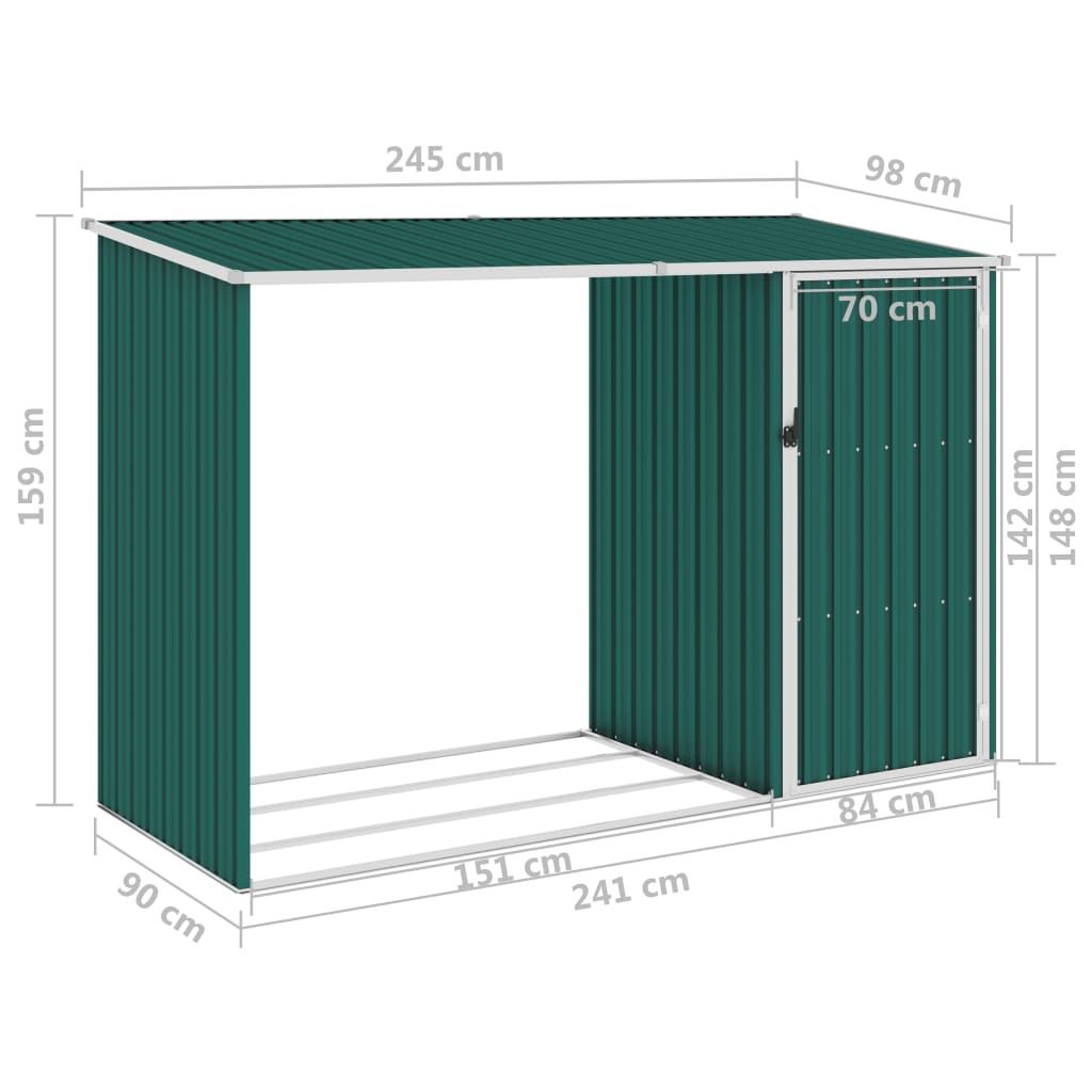 Brandhoutschuur 245X98X159 Cm Gegalvaniseerd Staal