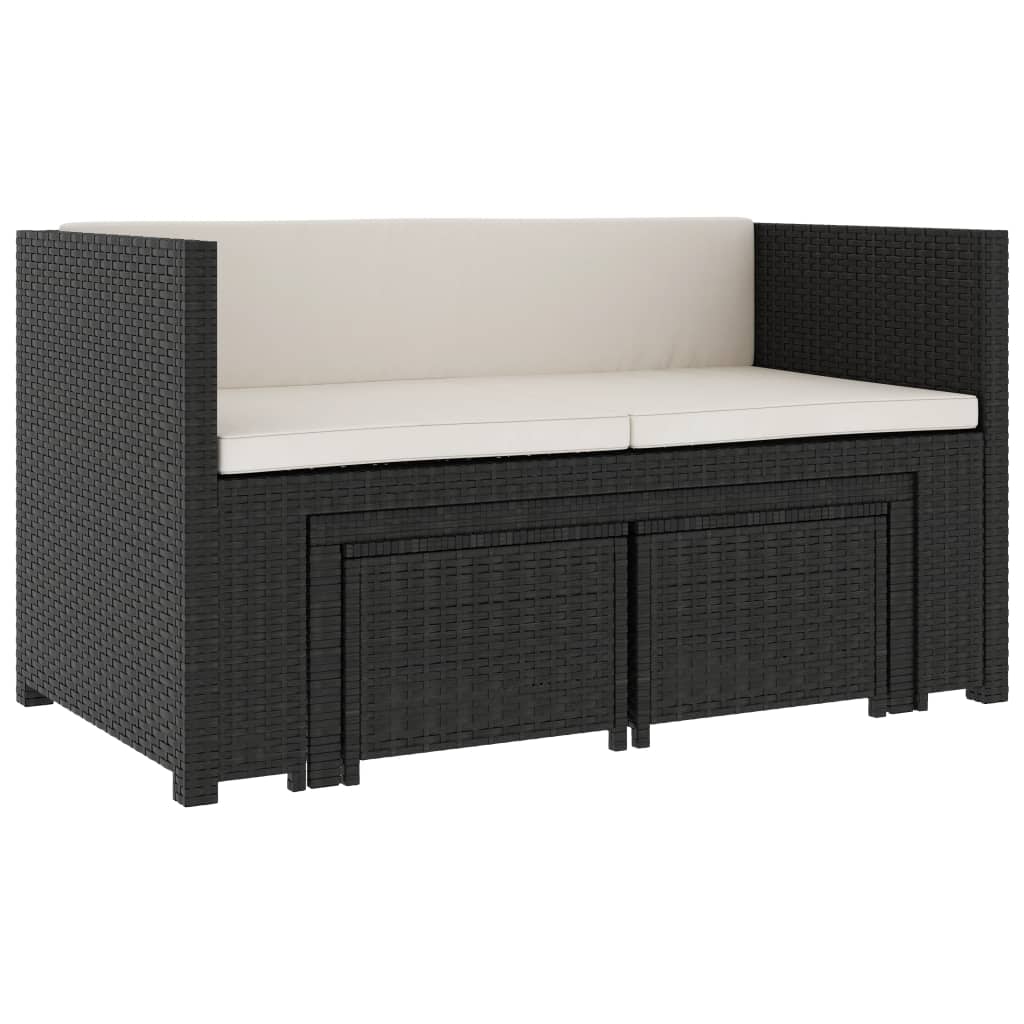 -Delige Loungeset Met Kussens Poly Rattan