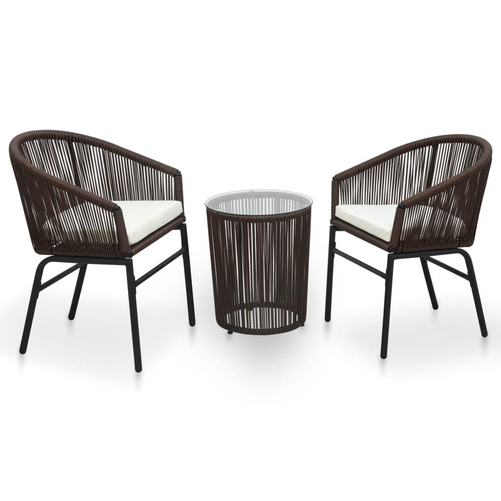 -Delige Bistroset Met Kussens Pe-Rattan