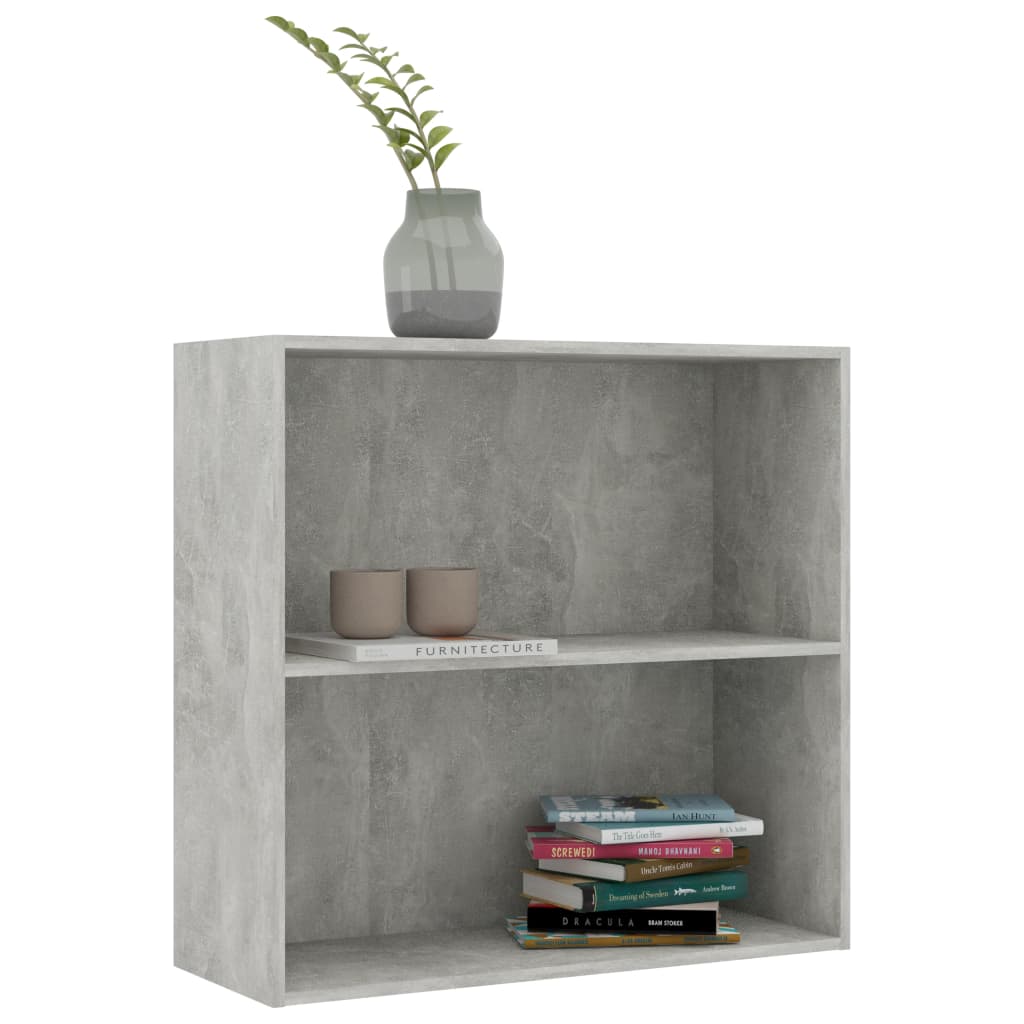 Boekenkast Met 2 Schappen 80X30X76,5 Cm Bewerkt Hout Betongrijs