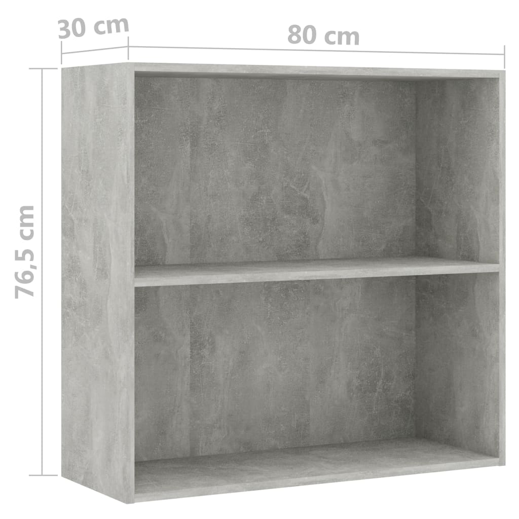 Boekenkast Met 2 Schappen 80X30X76,5 Cm Bewerkt Hout Betongrijs