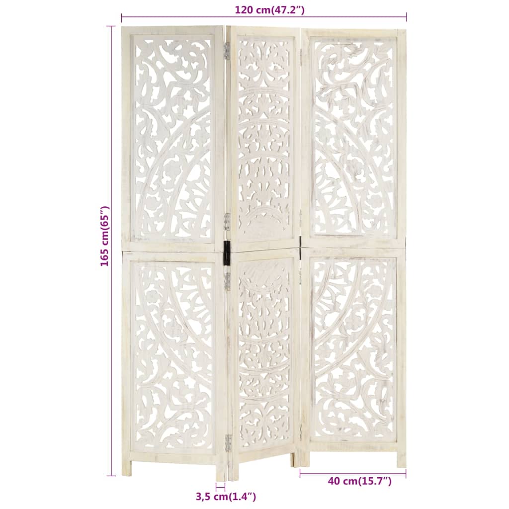 Kamerscherm Met 3 Panelen Handgesneden 120X165 Cm Mangohout