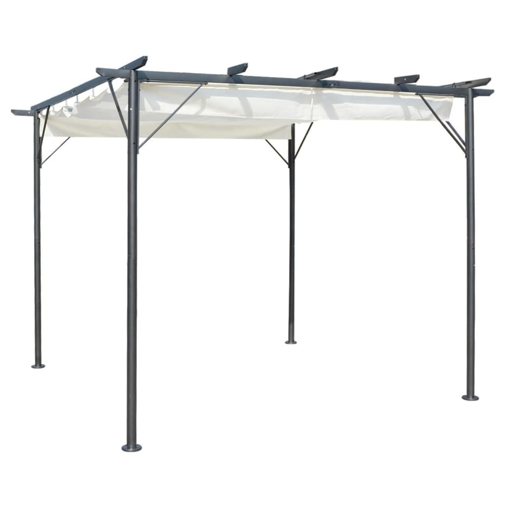 Pergola Met Uittrekbaar Dak 180 G/M² 3X3 M Staal Kleur