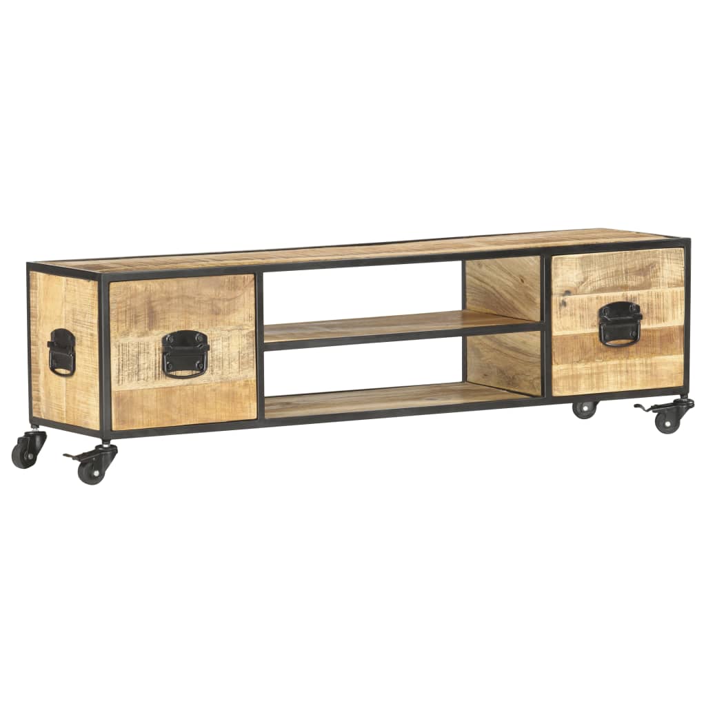 Tv-Meubel 130X30X39 Cm Massief Mangohout