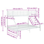 Stapelbedframe Metaal 140X200 Cm/90X200 Cm