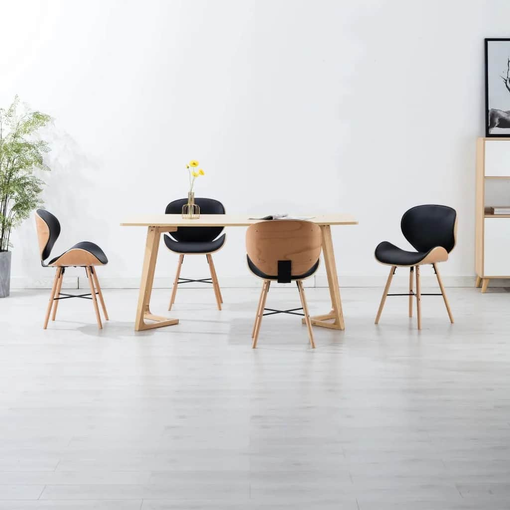 Eetkamerstoelen Gebogen Hout En Kunstleer