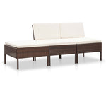 -Delige Loungeset Met Kussens Poly Rattan