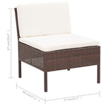 -Delige Loungeset Met Kussens Poly Rattan