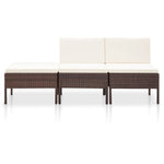 -Delige Loungeset Met Kussens Poly Rattan