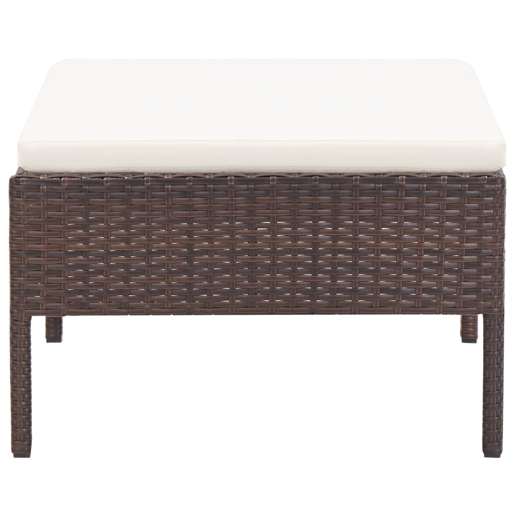 -Delige Loungeset Met Kussens Poly Rattan