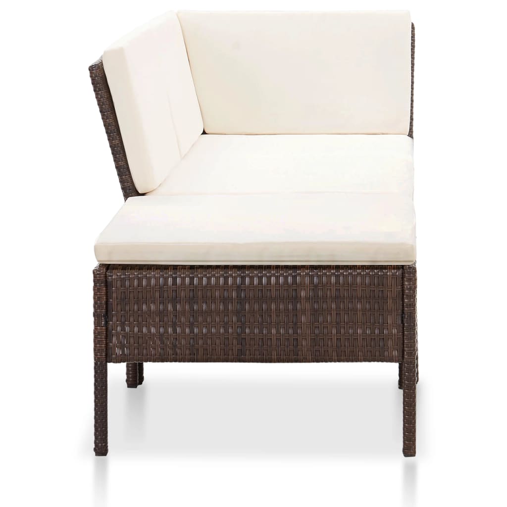 -Delige Loungeset Met Kussens Poly Rattan