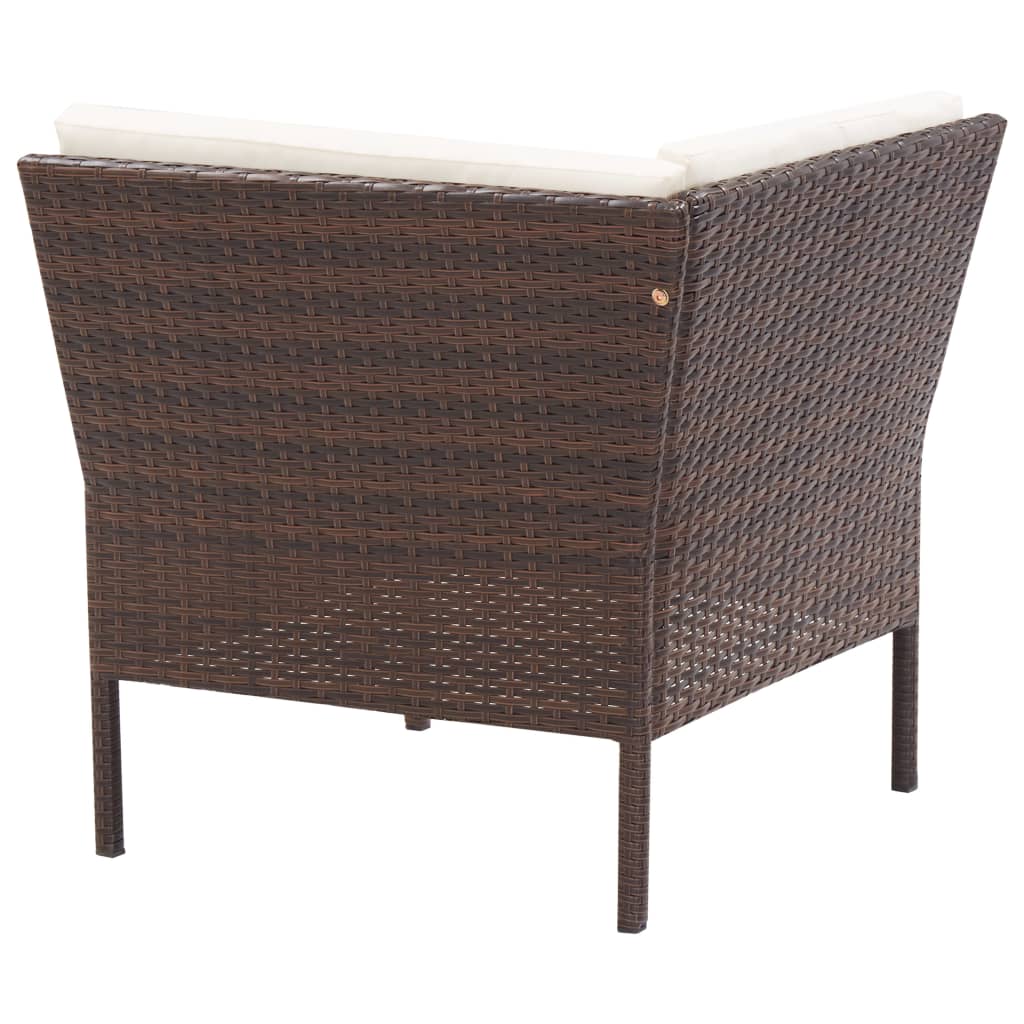 -Delige Loungeset Met Kussens Poly Rattan