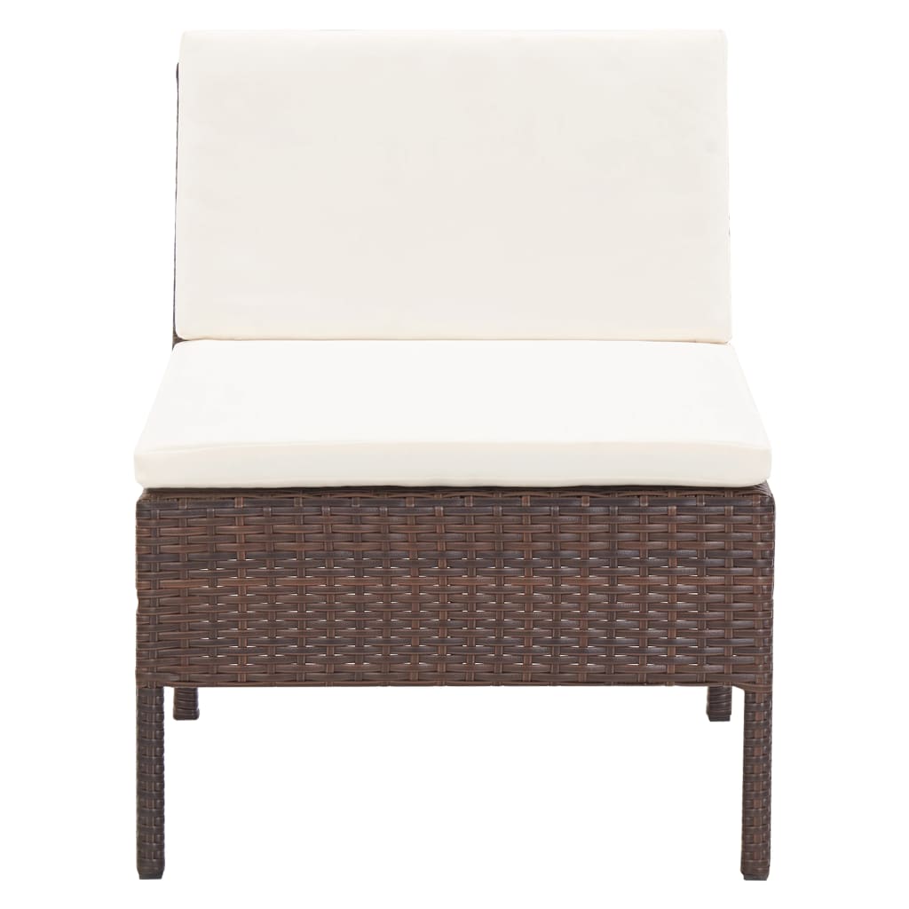 -Delige Loungeset Met Kussens Poly Rattan