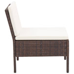 -Delige Loungeset Met Kussens Poly Rattan