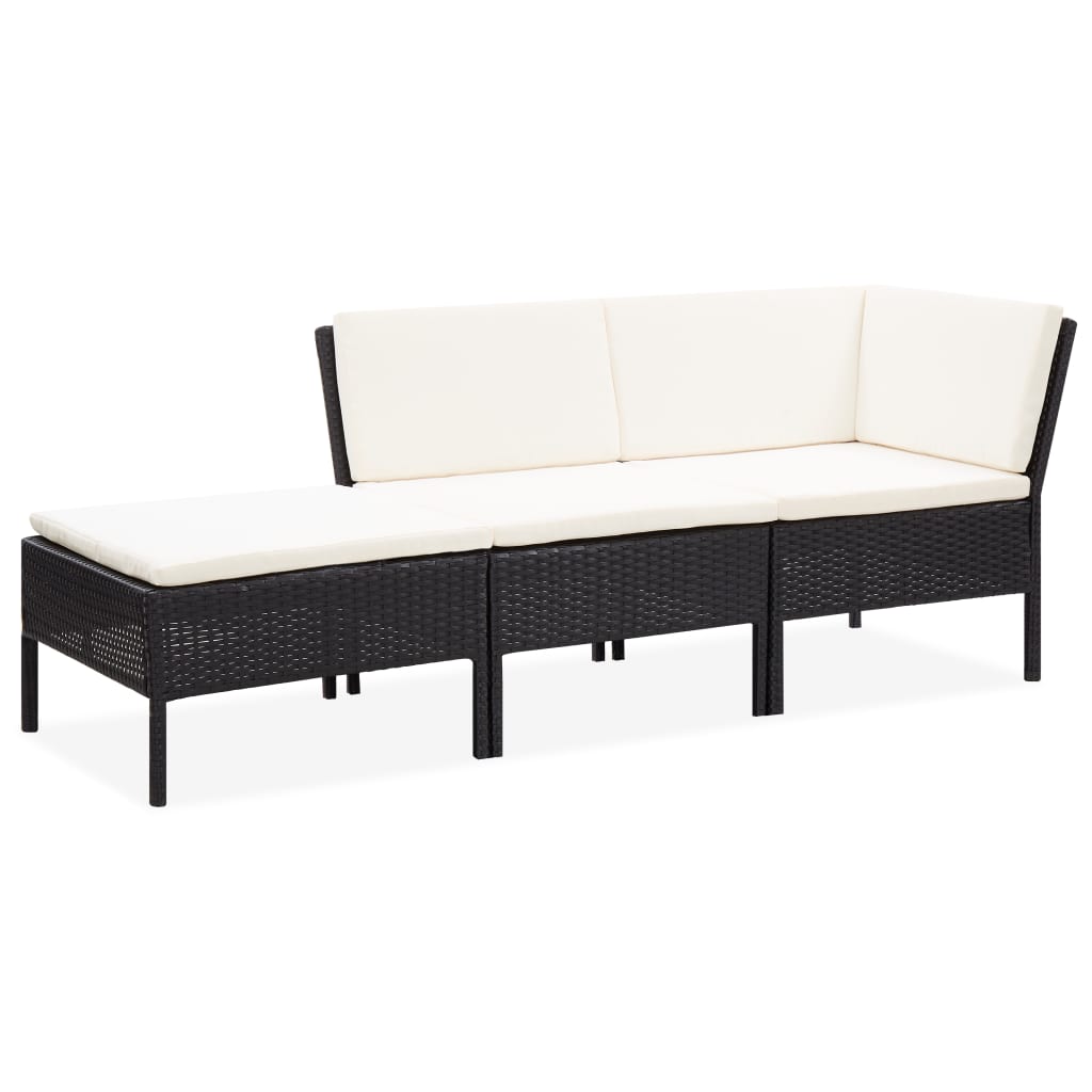 -Delige Loungeset Met Kussens Poly Rattan