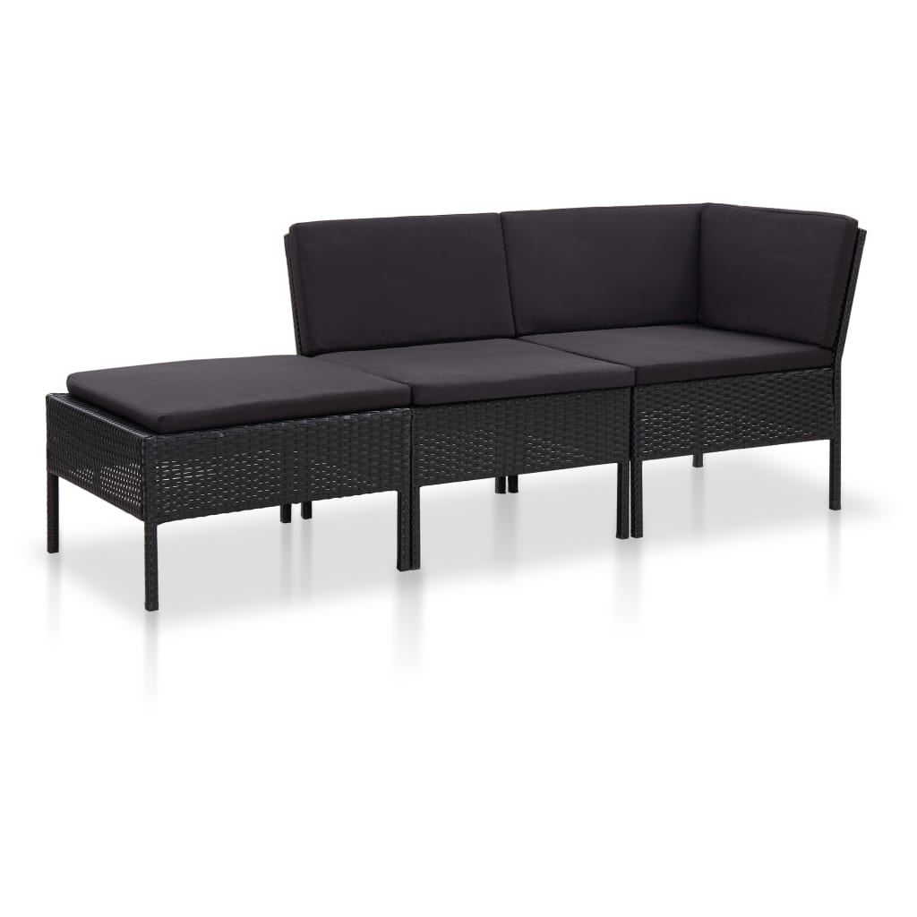 -Delige Loungeset Met Kussens Poly Rattan