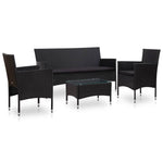 -Delige Loungeset Met Kussens Poly Rattan