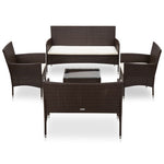 -Delige Loungeset Met Kussens Poly Rattan