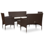 -Delige Loungeset Met Kussens Poly Rattan