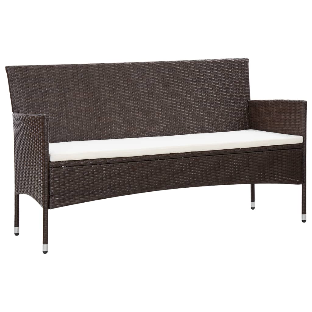 -Delige Loungeset Met Kussens Poly Rattan