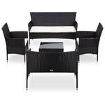 -Delige Loungeset Met Kussens Poly Rattan
