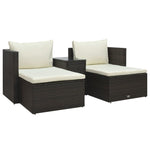 -Delige Loungeset Met Kussens Poly Rattan