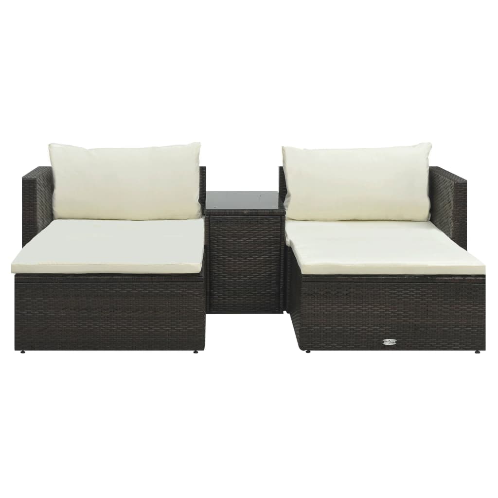 -Delige Loungeset Met Kussens Poly Rattan