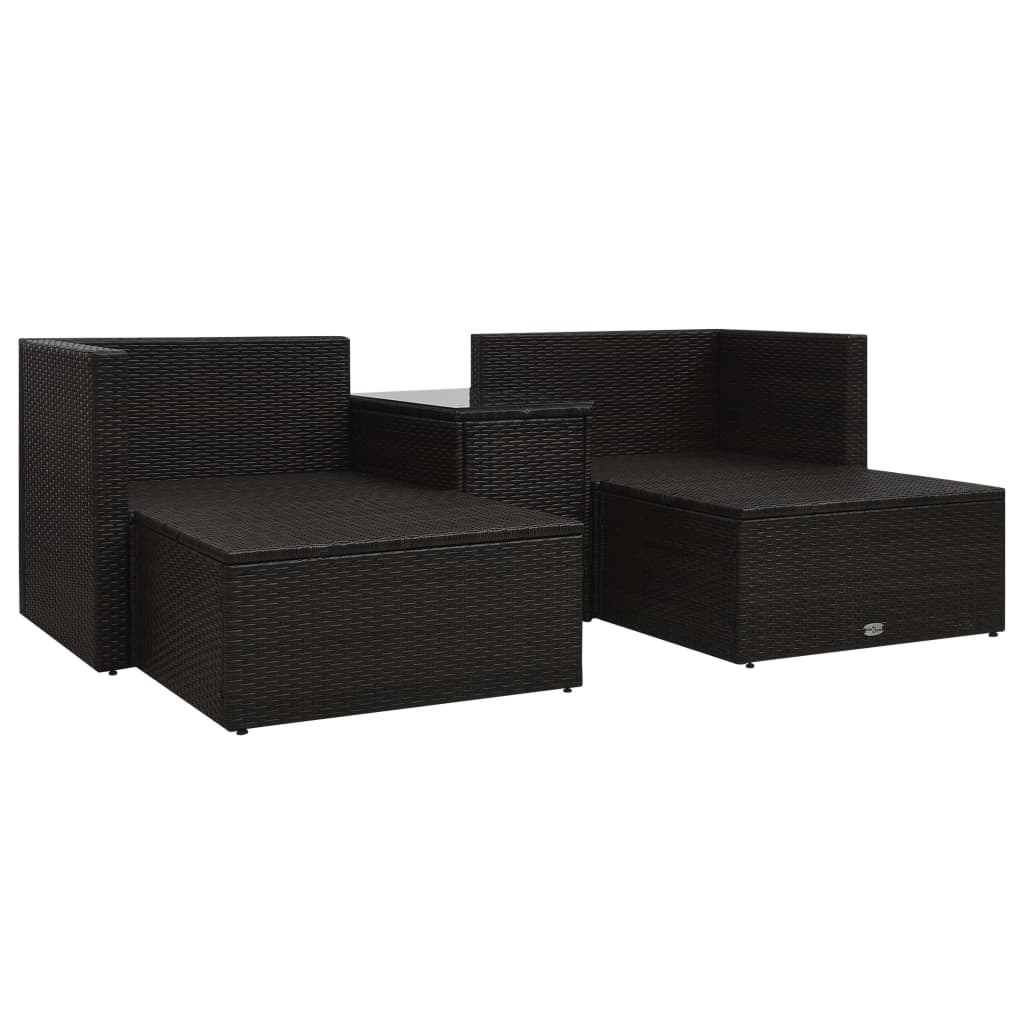 -Delige Loungeset Met Kussens Poly Rattan