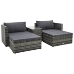 -Delige Loungeset Met Kussens Poly Rattan