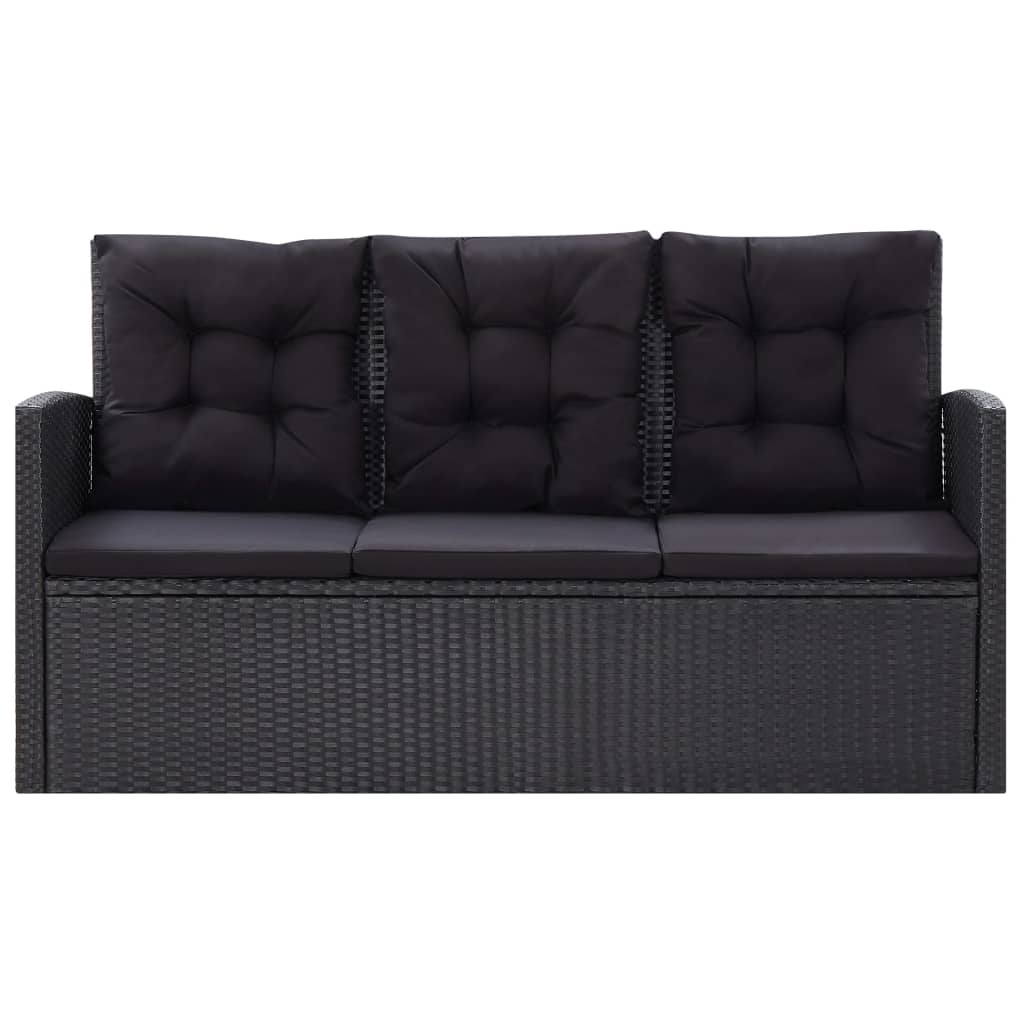 6-Delige Loungeset Met Kussens Poly Rattan Zwart Donkergrijs