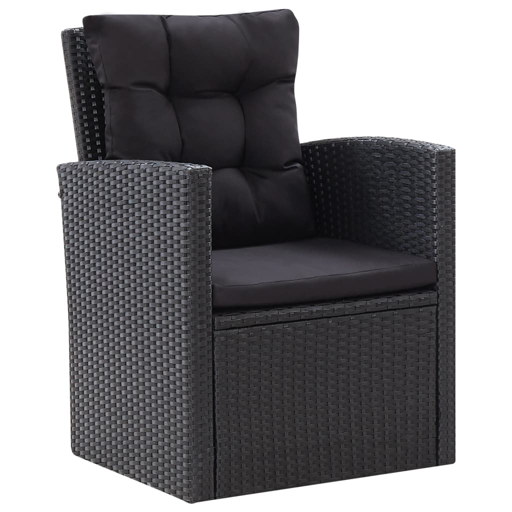 6-Delige Loungeset Met Kussens Poly Rattan Zwart Donkergrijs