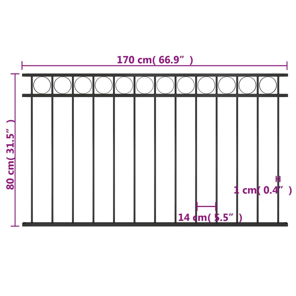 Schuttingpaneel 1,7X0,8 M Staal Zwart