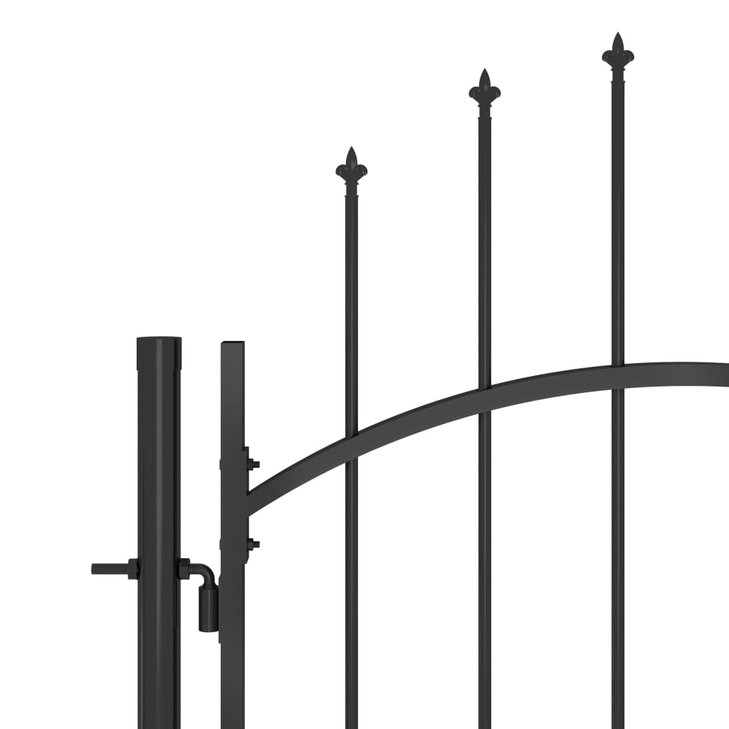 Poort Met Speren Bovenkant 5X1,5 M Zwart