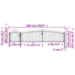 Poort Met Speren Bovenkant 5X1,5 M Zwart