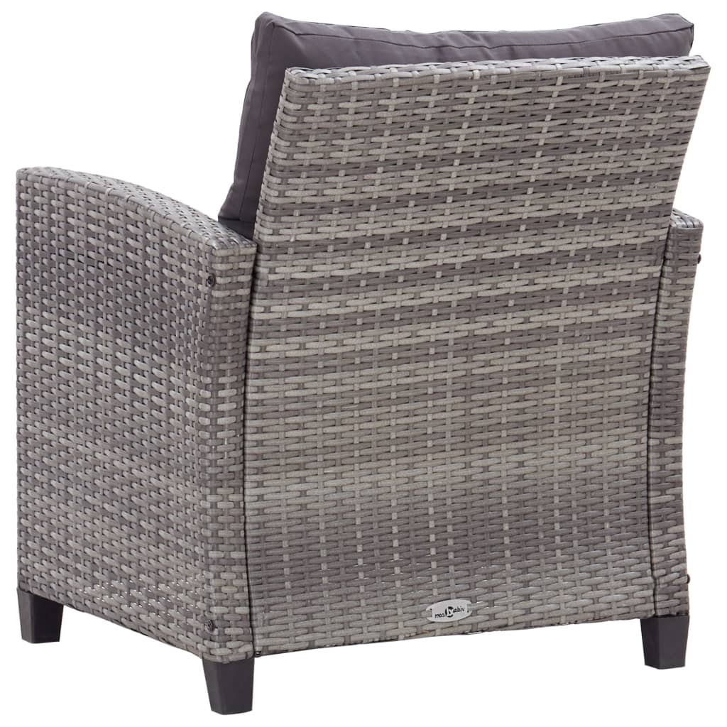 -Delige Loungeset Met Kussens Poly Rattan